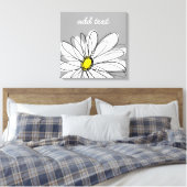 Trendy Daisy met grijs en geel Canvas Afdruk (Insitu (Slaapkamer))