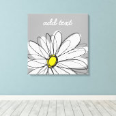 Trendy Daisy met grijs en geel Canvas Afdruk (Insitu (Houten vloer))