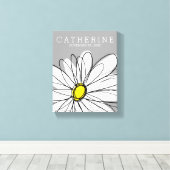 Trendy Daisy met grijs en geel Canvas Afdruk (Insitu (Houten vloer))