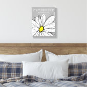 Trendy Daisy met grijs en geel Canvas Afdruk (Insitu (Slaapkamer))