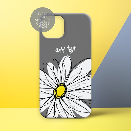 Trendy Daisy met grijs en geel Case-Mate iPhone Case