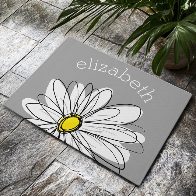Trendy Daisy met grijs en geel Deurmat (Custom Welcome Mat)