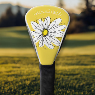 Trendy Daisy met grijs en geel Golfheadcover