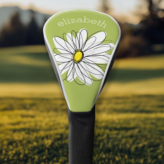 Trendy Daisy met grijs en geel groen Golfheadcover