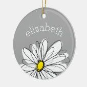Trendy Daisy met grijs en geel Keramisch Ornament (Links)