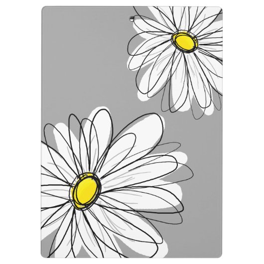 Trendy Daisy met grijs en geel Klembord (Achterkant)