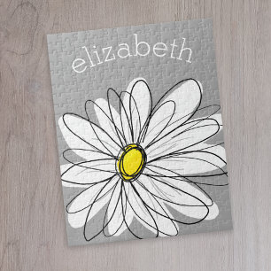 Trendy Daisy met grijs en geel Legpuzzel