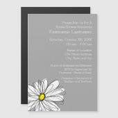 Trendy Daisy met grijs en geel Magnetische Uitnodiging (Voorkant / Achterkant)