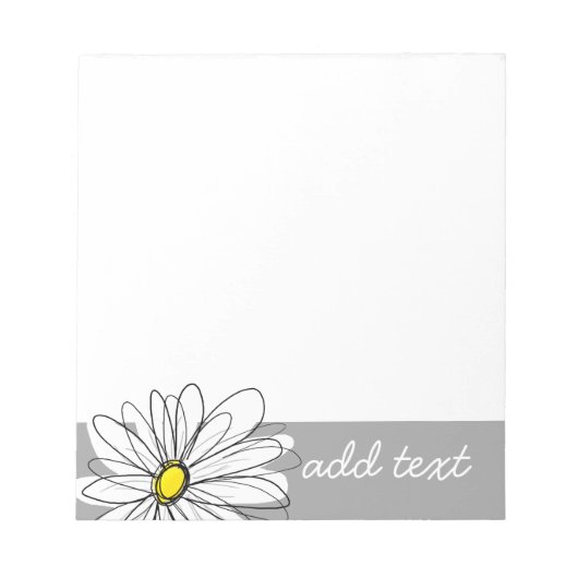 Trendy Daisy met grijs en geel Notitieblok (Voorkant)
