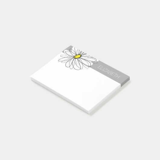 Trendy Daisy met grijs en geel Post-it® Notes (Schuin)