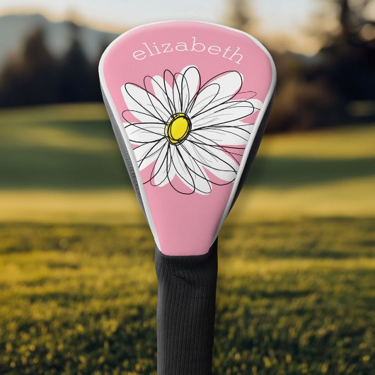 Trendy Daisy met grijs en geel roze Golfheadcover