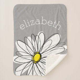 Trendy Daisy met grijs en geel Sherpa Deken