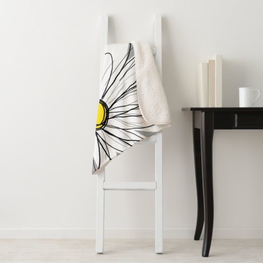 Trendy Daisy met grijs en geel Sherpa Deken (In situ)