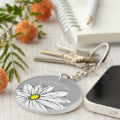 Trendy Daisy met grijs en geel Sleutelhanger (Voorkant Rechts)