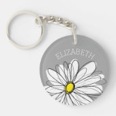 Trendy Daisy met grijs en geel Sleutelhanger (Voorkant)
