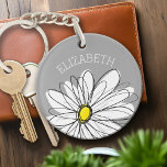 Trendy Daisy met grijs en geel Sleutelhanger<br><div class="desc">Een zand en griezelig stuk van hipster. Je kunt een naam,  een monogram of een andere aangepaste tekst toevoegen. Als u de kunst rond moet bewegen,  klik op de aanpassingsknoop om veranderingen aan te brengen.</div>