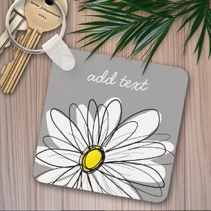Trendy Daisy met grijs en geel Sleutelhanger