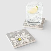 Trendy Daisy met grijs en geel Stenen Onderzetter (Zijkant)
