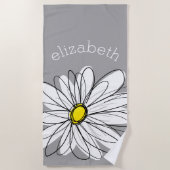 Trendy Daisy met grijs en geel Strandlaken (Voorkant)