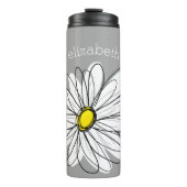 Trendy Daisy met grijs en geel Thermosbeker (Voorkant)