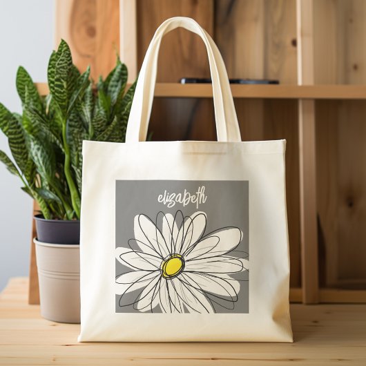 Trendy Daisy met grijs en geel Tote Bag