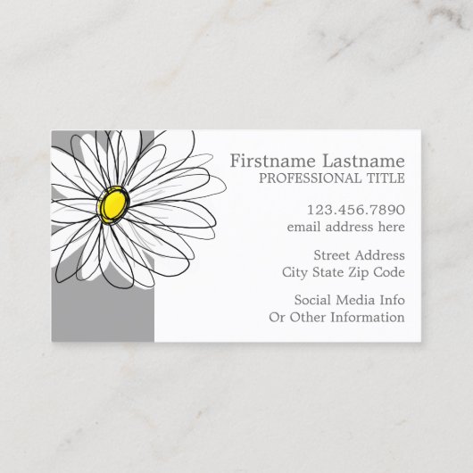 Trendy Daisy met grijs en geel Visitekaartje (Achterkant)