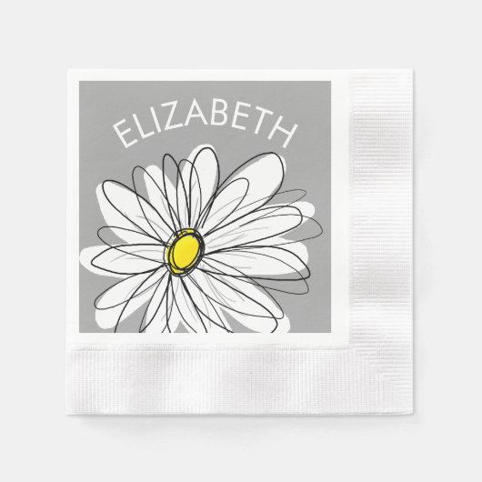 Trendy Daisy met grijze en gele partij Servetten (Voorkant)