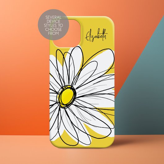 Trendy Daisy met Handtekening - geel Case-Mate iPhone Case