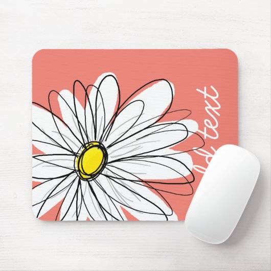 Trendy Daisy met koraal en geel Muismat (Met muis)