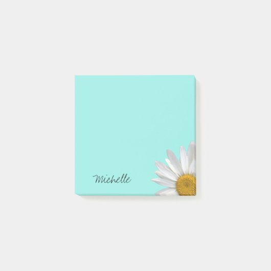 Trendy Daisy Personalized Blauwgroen Green Post-it® Notes (Voorkant)
