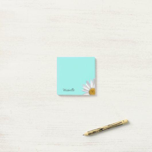 Trendy Daisy Personalized Blauwgroen Green Post-it® Notes (Op bureau)
