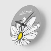 Trendy Daisy with gray and yellow Ronde Klok (Hoek)