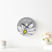 Trendy Daisy with gray and yellow Ronde Klok (Huis)
