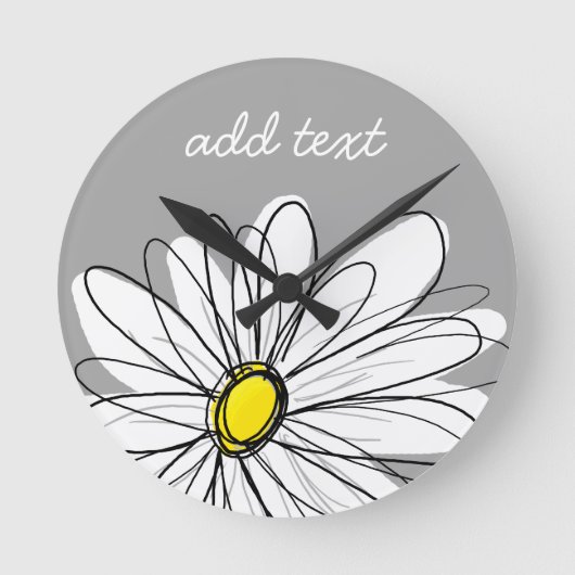 Trendy Daisy with gray and yellow Ronde Klok (Voorkant)