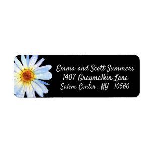 Trendy Daisy Zwart Aangepaste adreslabels Etiket