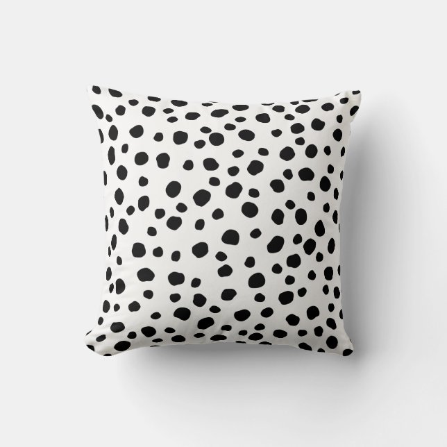 Trendy Dalmatische Stippen Zwart-wit Spots Kussen (Voorkant)