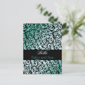 trendy damask aqua business Dankuwel Kaarten (Staand voorkant)