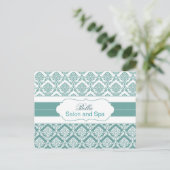 trendy damask aqua business Dankuwel Kaarten (Staand voorkant)