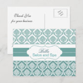 trendy damask aqua business Dankuwel Kaarten (Voorkant / Achterkant)