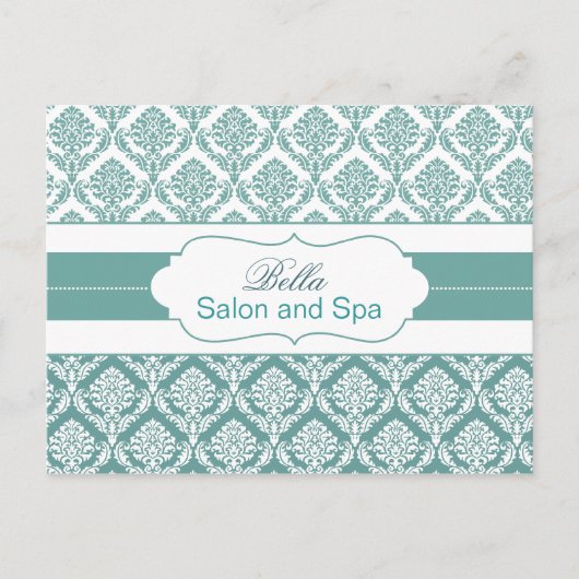 trendy damask aqua business Dankuwel Kaarten (Voorkant)