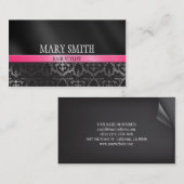 Trendy Damask Black en Pink Visitekaartje Custom (Voorkant / Achterkant)