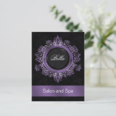 trendy damask paarse business Dankuwel Kaarten (Staand voorkant)