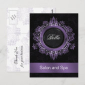 trendy damask paarse business Dankuwel Kaarten (Voorkant / Achterkant)