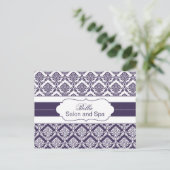 trendy damask paarse business Dankuwel Kaarten (Staand voorkant)