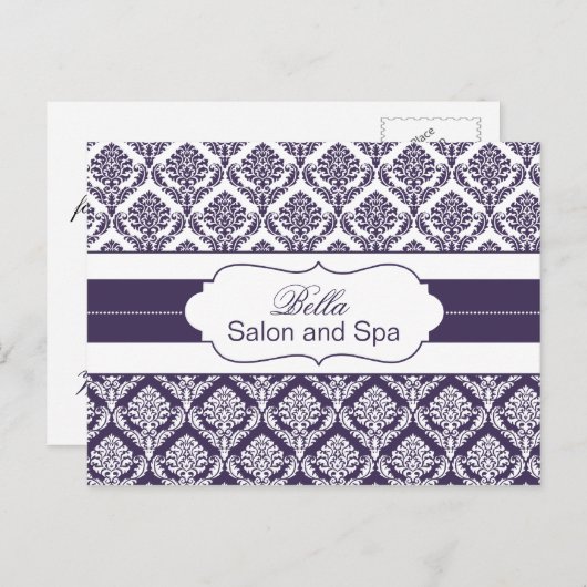 trendy damask paarse business Dankuwel Kaarten (Voorkant / Achterkant)