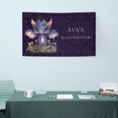 Trendy Damask Paarse Dragon Girl Boy Registry Spandoek (Beurs)