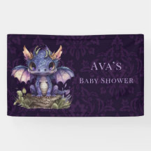 Trendy Damask Paarse Dragon Girl Boy Registry