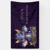 Trendy Damask Paarse Dragon Girl Boy Registry Spandoek (Verticaal)