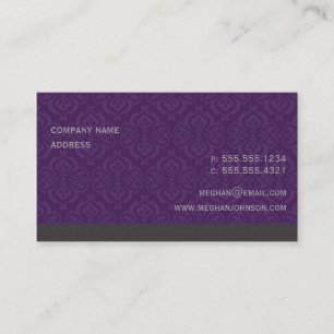 Trendy Damask Plum Business Card Template Visitekaartje