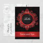 trendy damask red business Dankuwel Kaarten (Voorkant / Achterkant)